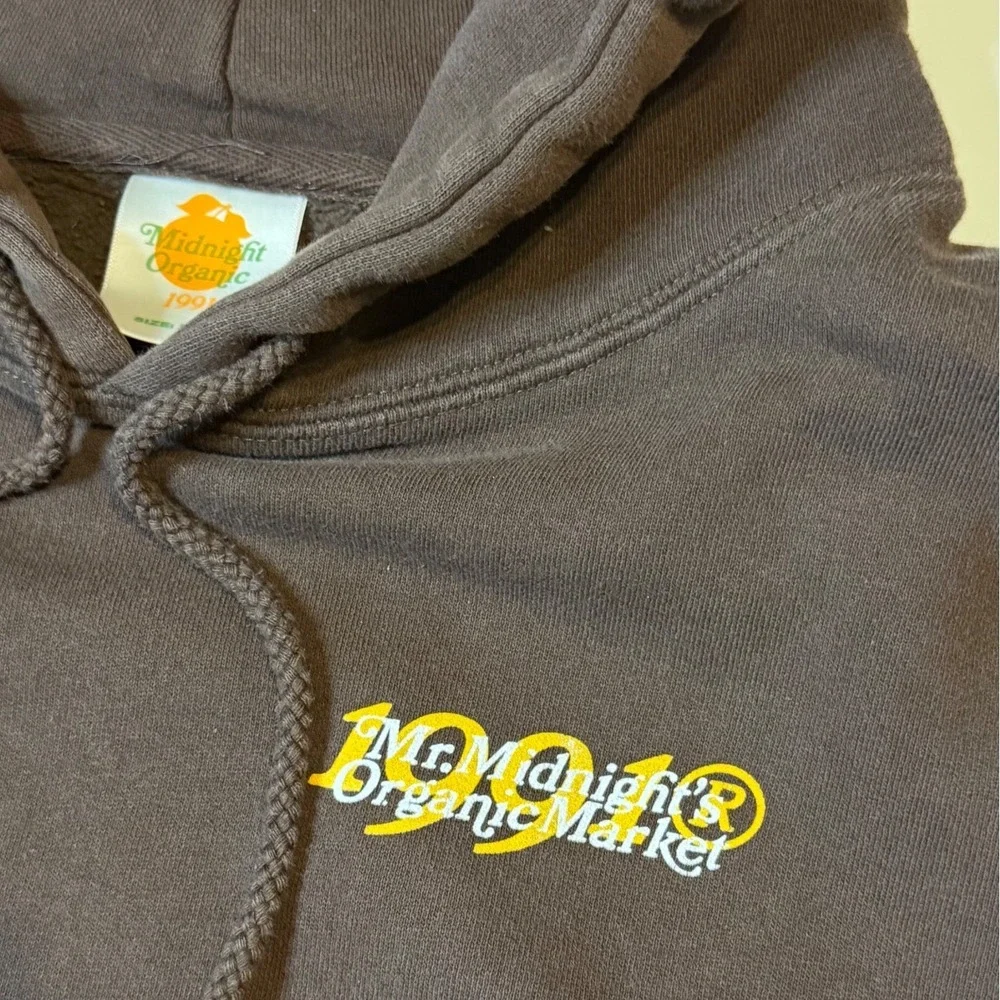 Midnight Organic Hoodie Mens L Brwn Larry June Mr. Midnights Organic Market Rare